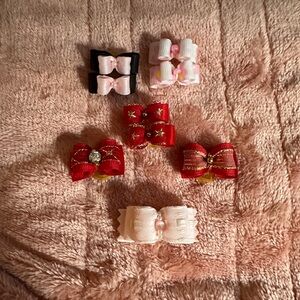 🐾 Vintage Set of Boutique Dog Hair Bows – Never Used – 3 Pairs & 3 Singles 🐾
